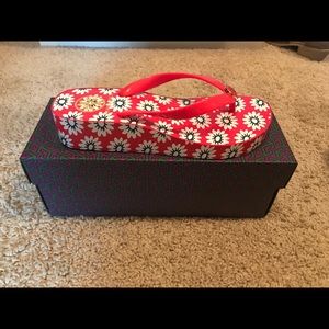New Tory Burch size 7 Red Navy wedge Flip Flops